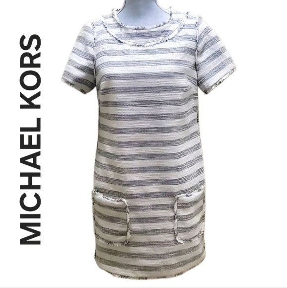 MICHAEL KORS DRESS METALLIC AND STRIPES SIZE 8 IN VERY GOOD CONDITION - Picture 3 of 10